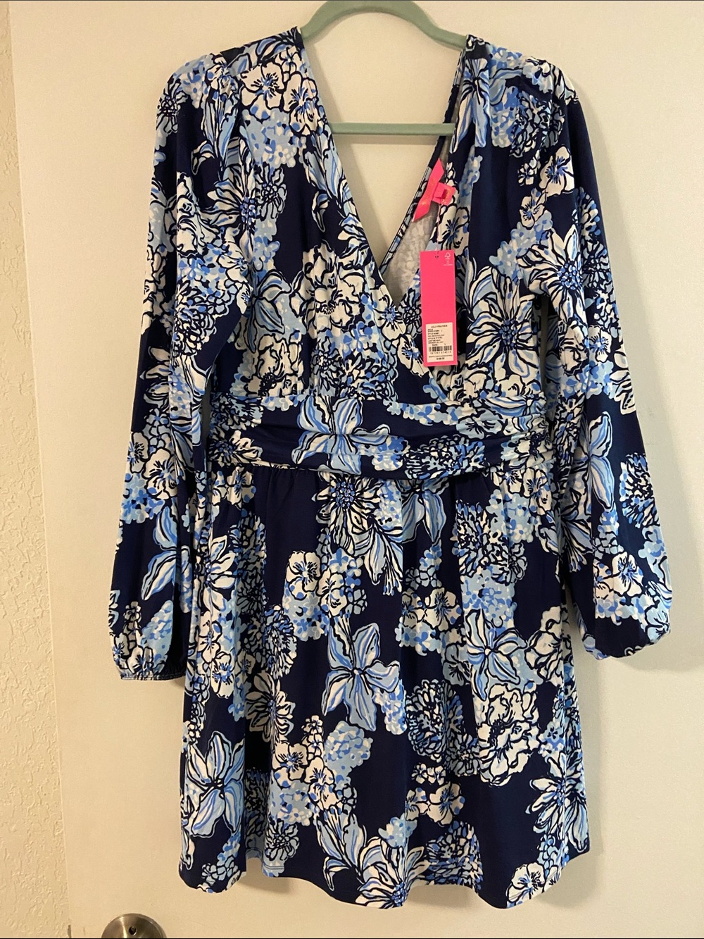 Lilly Pulitzer Navy Riza Long Sleeve Romp Bouquet Low Tide All Day Sz L